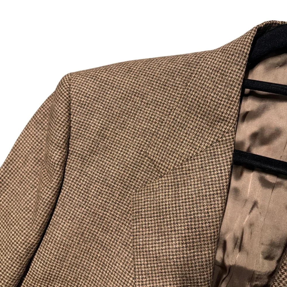 Vtg Valentino Uomo Suit Mens 44L / 36x29 Houndstooth Pleated Tweed Flannel Italy